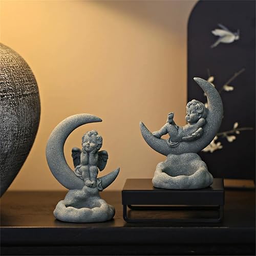 Miniatura 3 de livelyfish Estatua de ángel guardián, pequeña figura de querubín rezando, alas de arenisca, escultura de ángel para acuario, hogar, pecera,