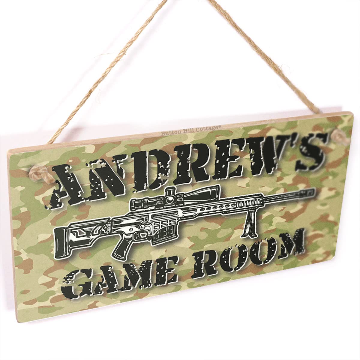 Personalised Game Room Sign - Camouflage Design PVP Gaming Bedroom Door Sign