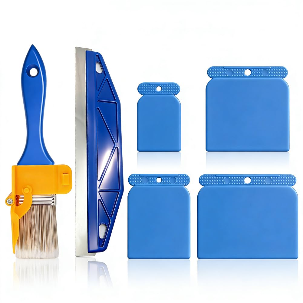 Vexthorion Blue-1 Paint Edger Tool 6Pcs,Cutting In Paint Tool, Cutting In Tools For Painting, Durable Edge Painting Tools,Plastic Scrapers Multifunctional Paint Trimmer Tool For Ceilings And Walls