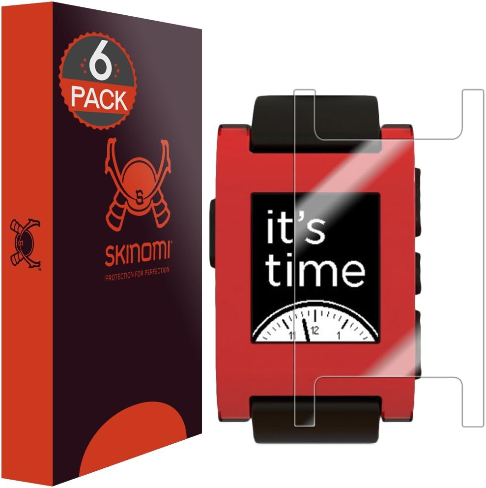 Skinomi Screen Protector Compatible with Pebble E-Paper Smartwatch (6-Pack) Clear TechSkin TPU Anti-Bubble HD Film