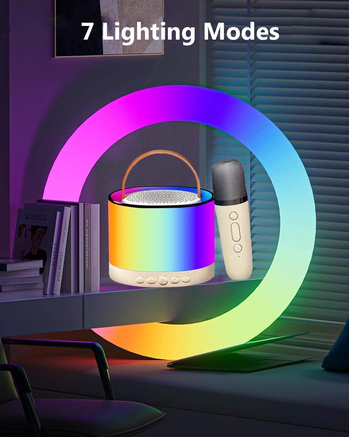 Mini Karaoke Machine with Wireless Microphone, Portable 5.3 Speaker, 3W Output, 52mm Driver, LED Lights, Portable Singing System for Kids, Adults, Parties & Travel - Image 3