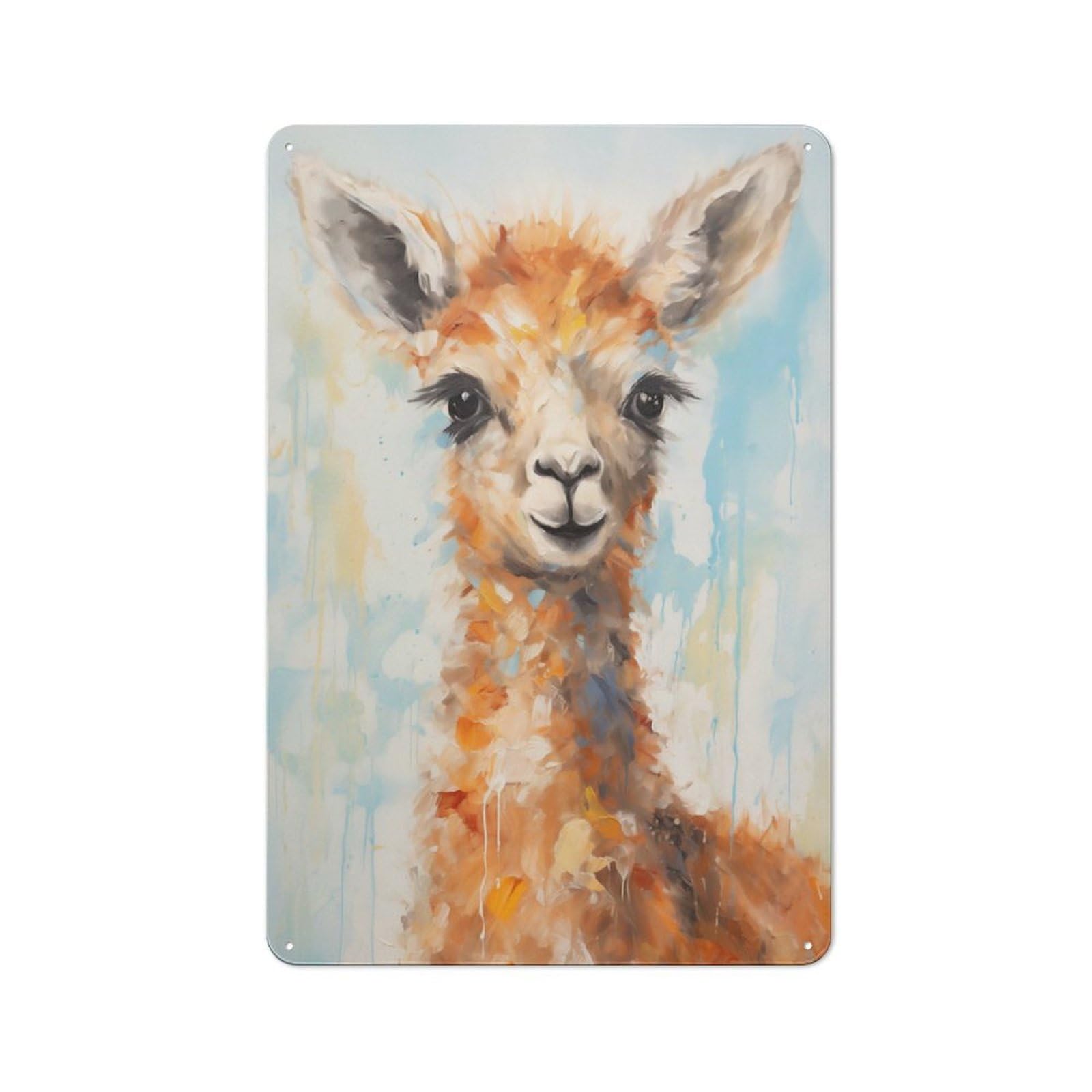 Junmoney Style-6 For Hobby Room Or Studio, Cute Llama Painting Rustic Tin Wall Plaque 30X20cm, For Vintage Wall Decor Fans, For Metal Sign Collectors