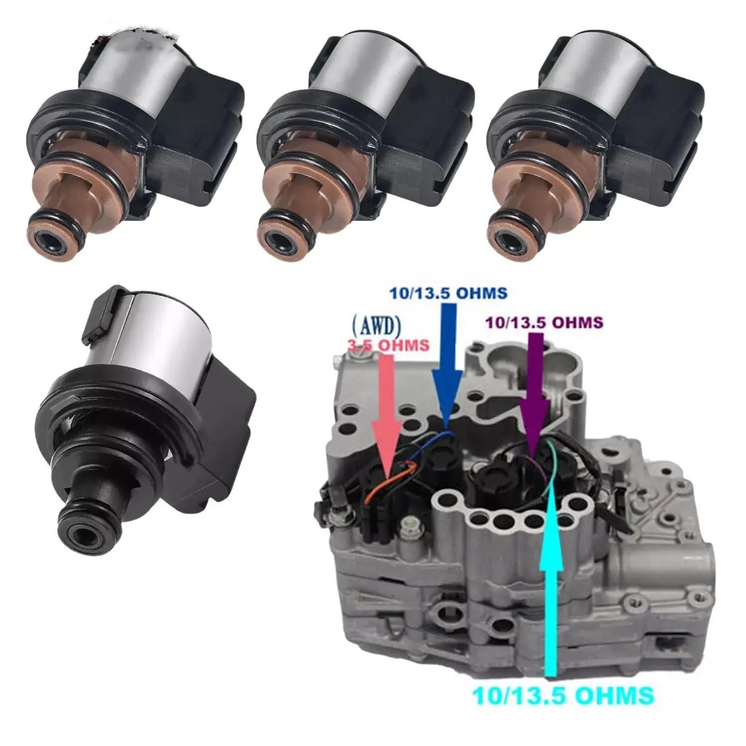 4 szt. elektrozawór blokady konwertera momentu obrotowego AWD 31825AA050 31706AA030 pasuje do Subaru CVT TR580 TR690 Solenoid blokady