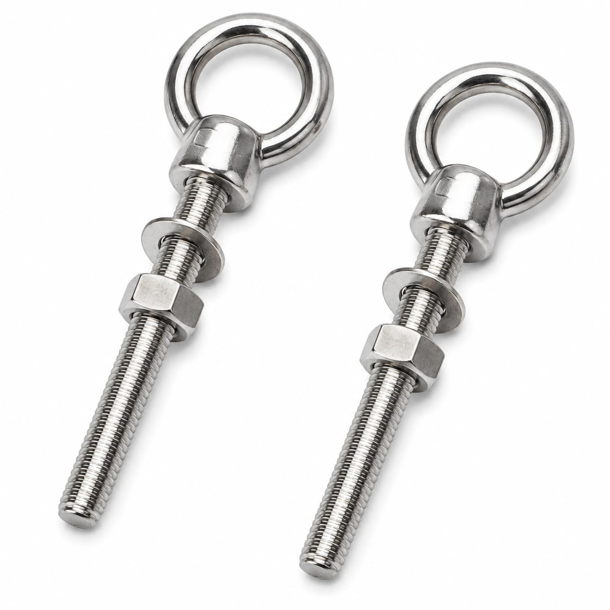 ORTAVA Viti ad anello lunghe, M10 x 120 mm, 2 viti ad occhio con rondelle e dadi esagonali, in acciaio inox 316 V4A A4, bulloni ad occhio per fissaggio e sospensione