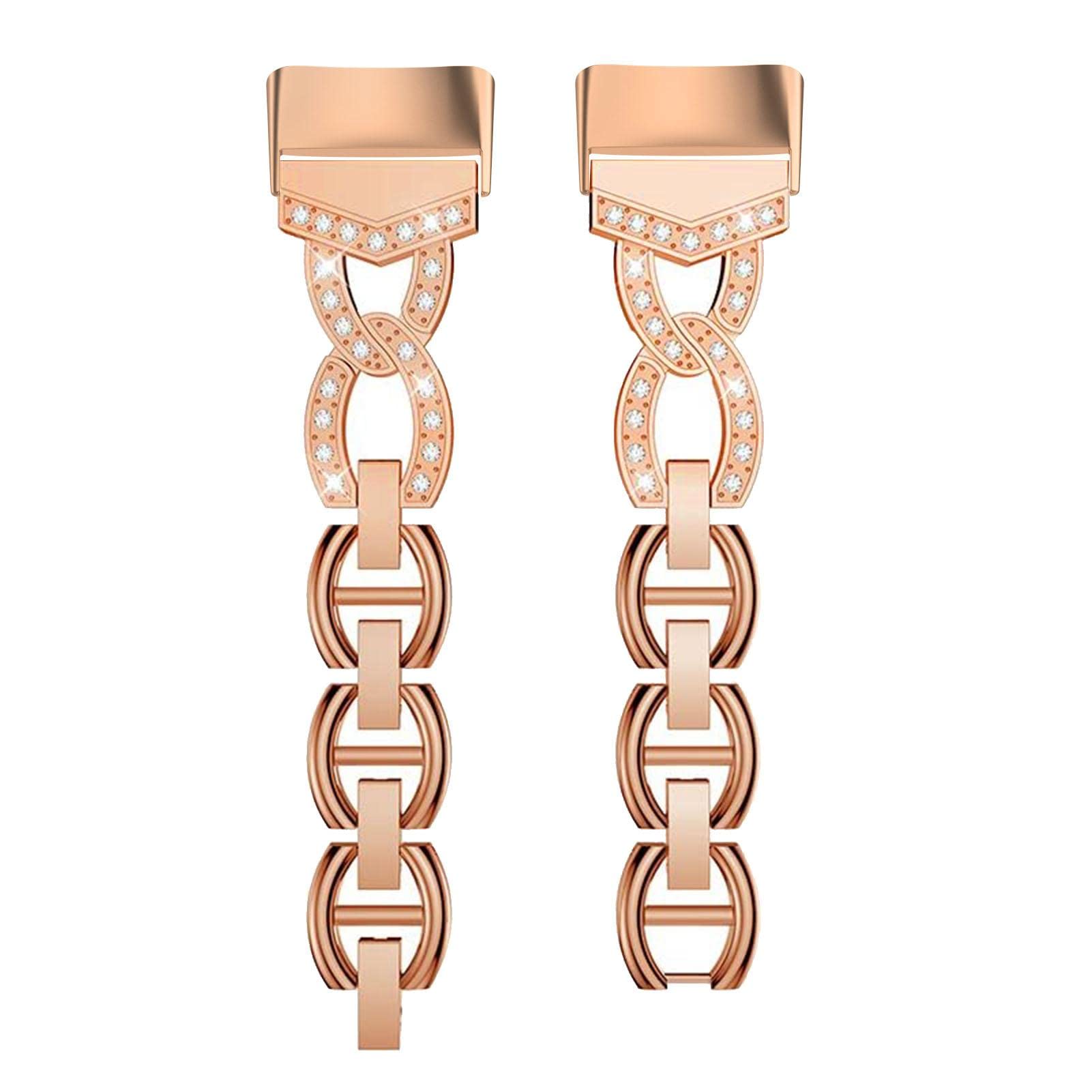 Abanen Crystal Alloy Bands for Fitbit Charge 6/Charge 5, Bling Bands Adjustable Women Hollow-carved Lightweight Wristbands Strap Bracelet for Fitbit Charge 5 Advanced Tracker (Rose Gold)