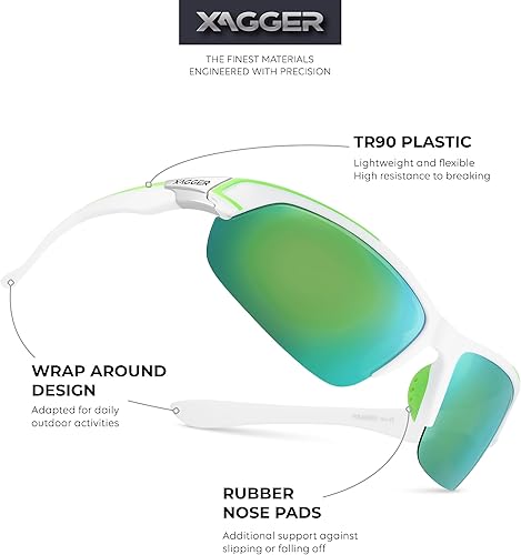 Miniatura 2 de Xagger Gafas de sol deportivas polarizadas para hombres y mujeres UV400 envolventes para béisbol y sóftbol