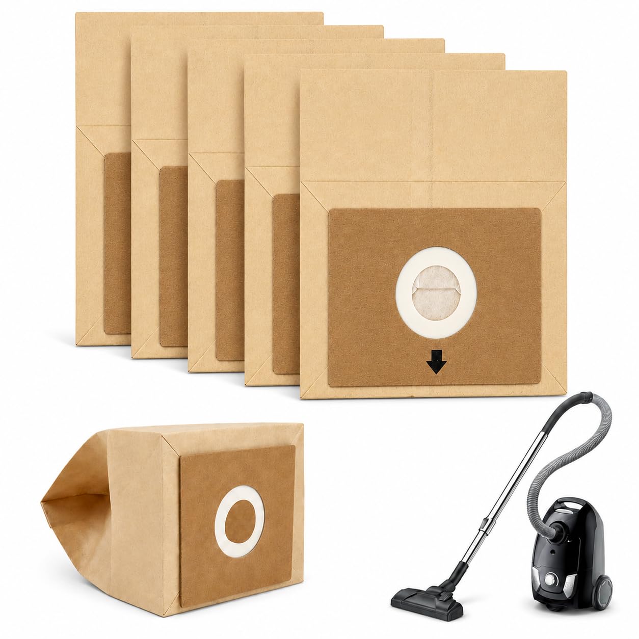 5 Pack Vacuum Cleaner Dust Bags Compatible with Bush VCB35B15C1J7W-70, VYTRONIX RBC02 BC-402 BC-501, Argos Value VC-401 VC-402, 5-Layer Tear-Resistant Paper Vacuum Bags for Home Cleaning