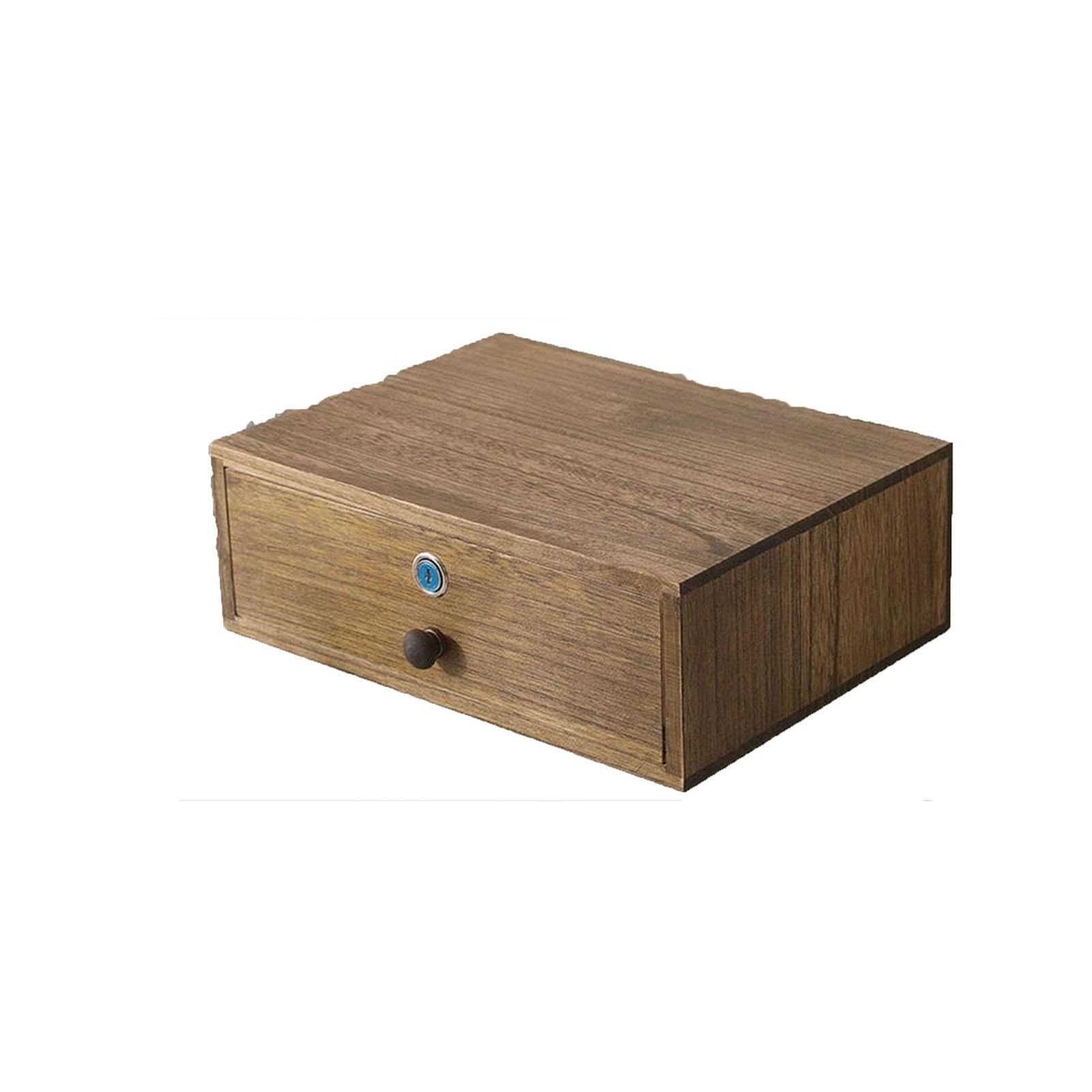 GUODDM Lockable Drawer File Cabinet - Desk Storage Box Full Lock, Solid Wood Flat Organizer, Single Layer Organization, Document Holder Suitable For A4 Documents Office(C)