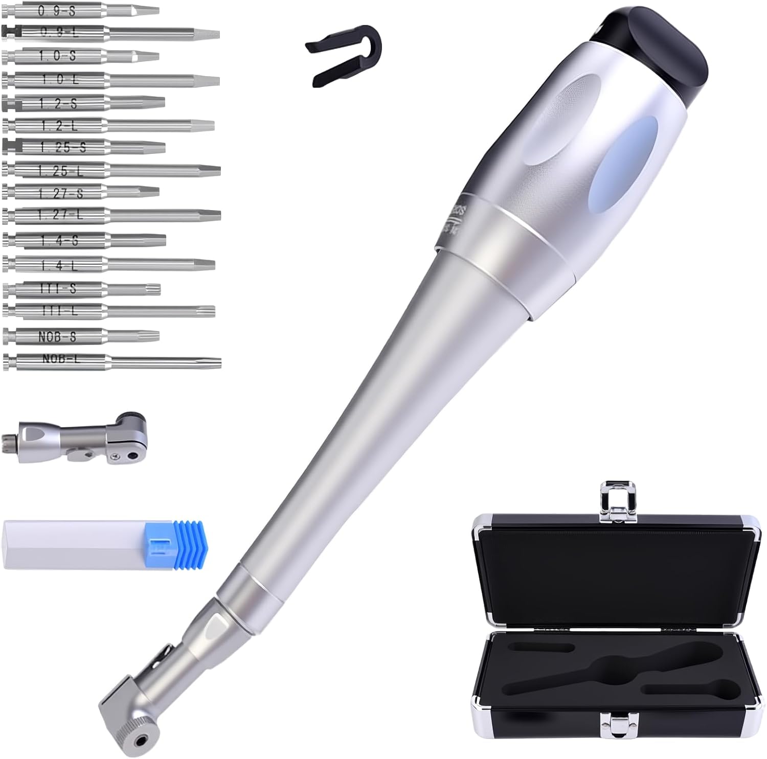 Universal Dental Hex Driver Screw Screwdriver with 16 Bits, 7 Torque Settings, Dual Head Design for Dental Clinic with Metal Storage Box