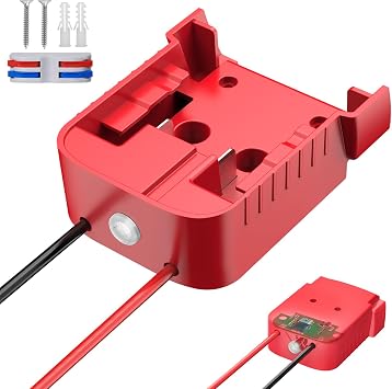 Azocek Upgraded Power Wheel Adapter Compatible with Milwaukee 18V Battery with Overdischarge & Overcurrent Protection, Switch, for DIY RC Cars, Toys, Robotics
