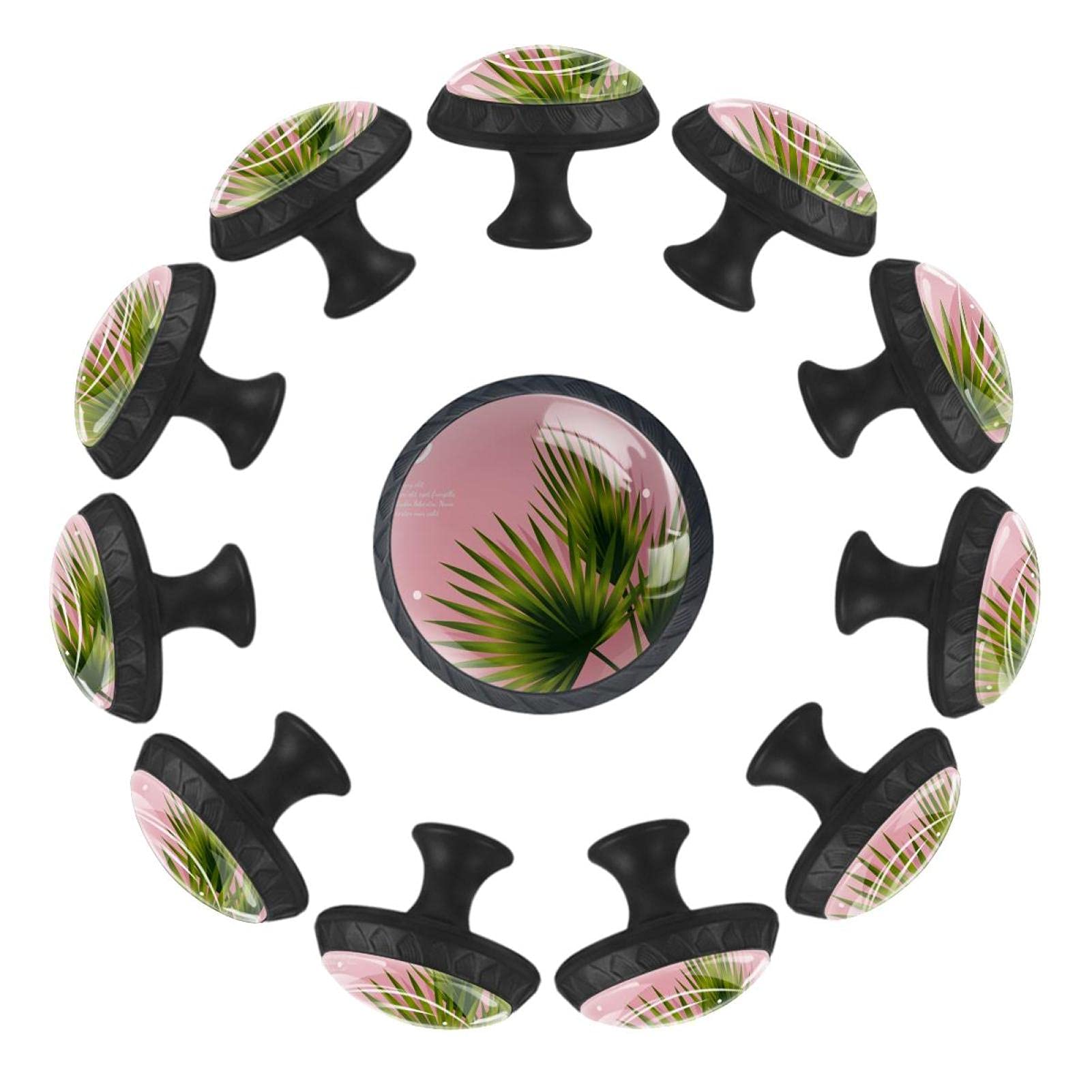 Boutons de tiroir feuille de palmetto rose 35mm lot de 12 pour commode
