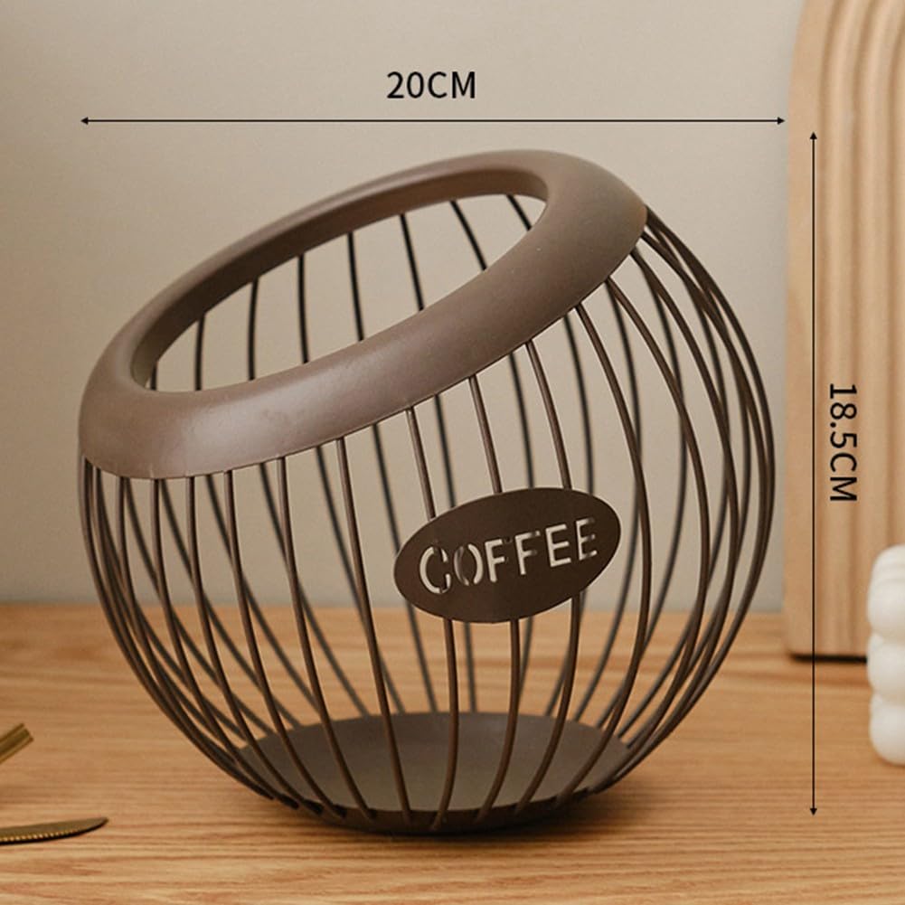 Cestino multiuso per cialde di caffè, organizer da scrivania di grande capacità, per capsule di espresso, sacchetti di zucchero, snack di frutta, supporto in ferro battuto antiruggine per