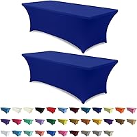 Vista 28 de ABCCANOPY - Funda de mesa de spandex elástica de 4 pies, mantel ajustado y resistente a arrugas, reutilizable para mesas plegables rectangulares