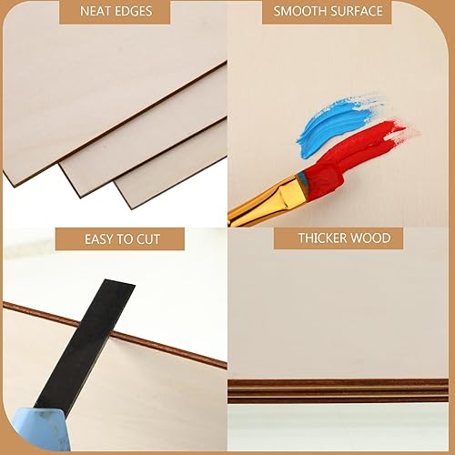 Miniatura 2 de Paquete de 12 hojas de madera contrachapada de tilo de 12 x 12 x 15 pulgadas a 0.197 in de grosor, tableros de madera contrachapada de tilo de