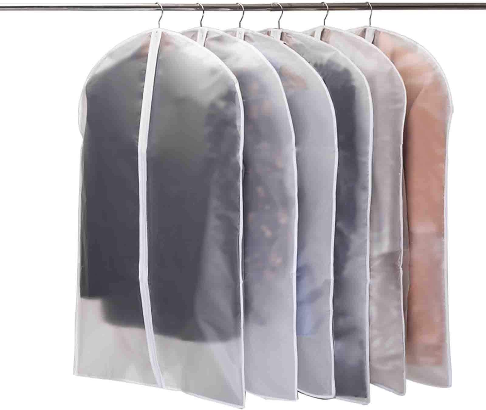 Bloss White Garment Bags for Storage and Travel, 24 x40 Inches Garment Covers Dust-Proof Protector Suit Cover for Suit, Jacket, Shirt, Coat, Dresses (Pack of 6)