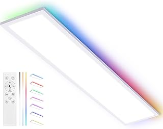 YindaLux LED Panel 120x30 cm mit RGB Backlight, 40W 4000LM Deckenlampe Dimmbar, Deckenleuchte mit Fernbedienung 2700K-6500K, Nachtlicht, Speicherfunktion, LED Panel Deckenleuchte für Wohnzimmer, Küche