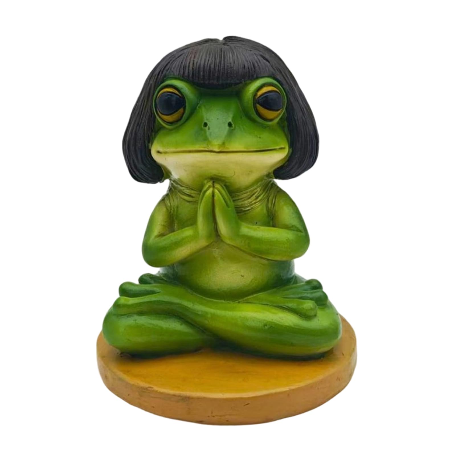 Glifora Meditation Frog Figurine - Bob Haircut Resin Frog Statue, Sitting Animal Sculpture Decoration for Yoga Room, Home and Office