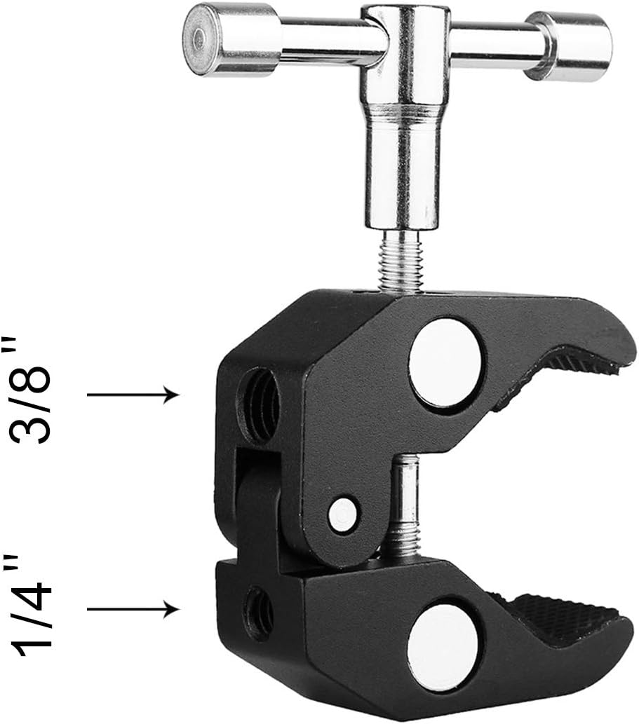 SLOW DOLPHIN Super Clamp w/1/4 and 3/8 Thread - Double Ballhead Arm Adapter - DSLR Camera/Field Monitor/LED Mount - Image 5