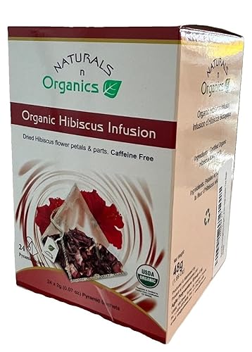 Miniatura 5 de Naturals-n-Organics Té orgánico de flores de hibisco, sin cafeína, 24 bolsas de té biodegradables