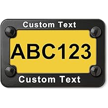 Custom Motorcycle License Plate Frame - Personalized Aluminum Metal Plate Holder Bracket for Harley Davidson, Bike &amp; Scooter - Matte Black Metal Motorcycle Accessories