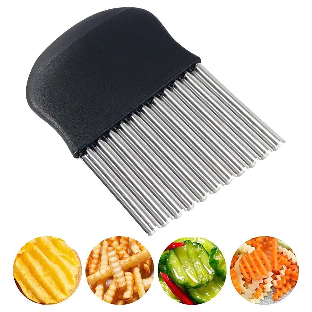 Affettatrice Per Patatine Ondulate In Acciaio Inox 304 - Tagliaverdure Con Lama Crinkle - Foto 9