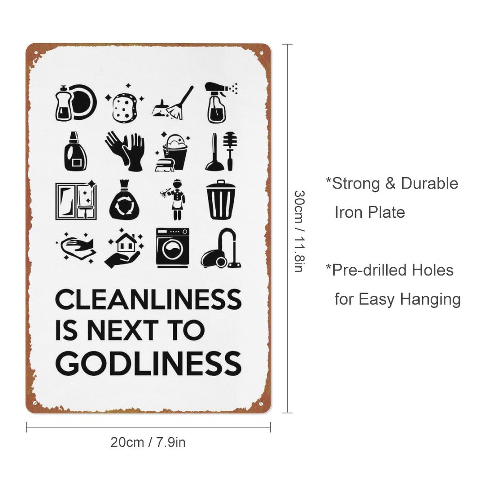 Amazon.co.jp: Cleanliness Is Godlinessポスター ヴィンテージブリキ