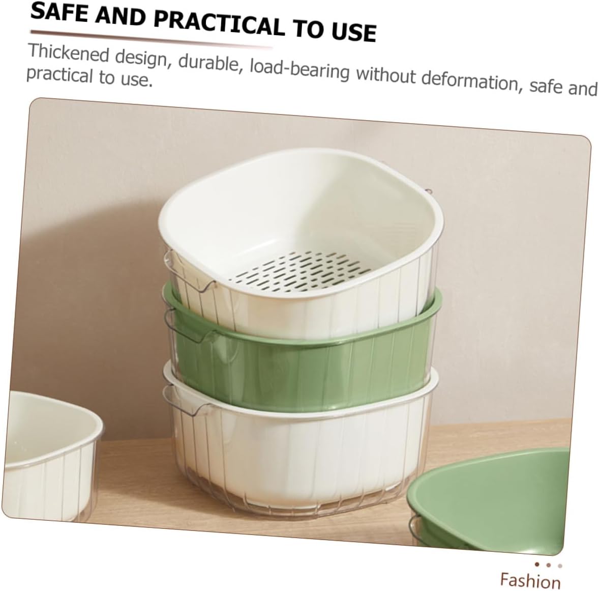 Uonlytech 3Pcs Kitchen Washing Basket with Detachable Drainage for Fruits and Vegetables Small to Large Safe Material with Smooth Edges for Indoor and Outdoor Use