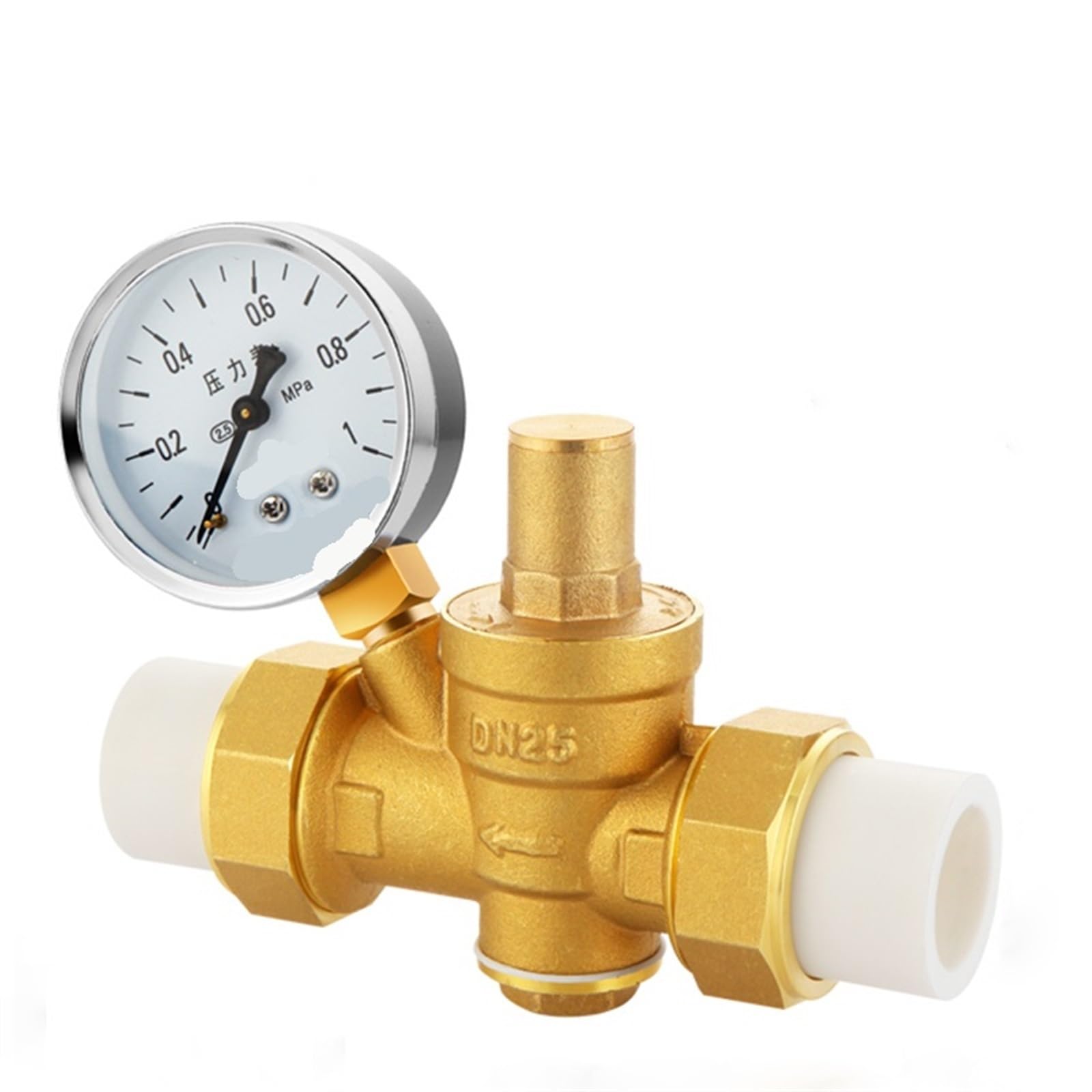 zawór redukcyjny ciśnienia, Zawór redukcyjny ciśnienia PPR do kleju topliwego, mosiężny, regulowany, różne rozmiary(Valve With Gauge,PPR20)