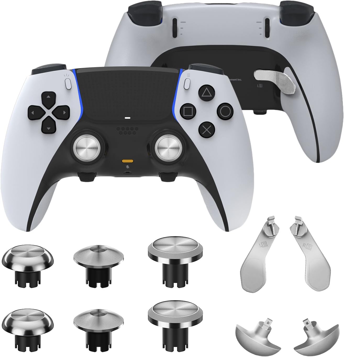 Amazon.com: CHARM FOCUS Metal Thumbsticks & Back Paddles for PS5 Edge ...