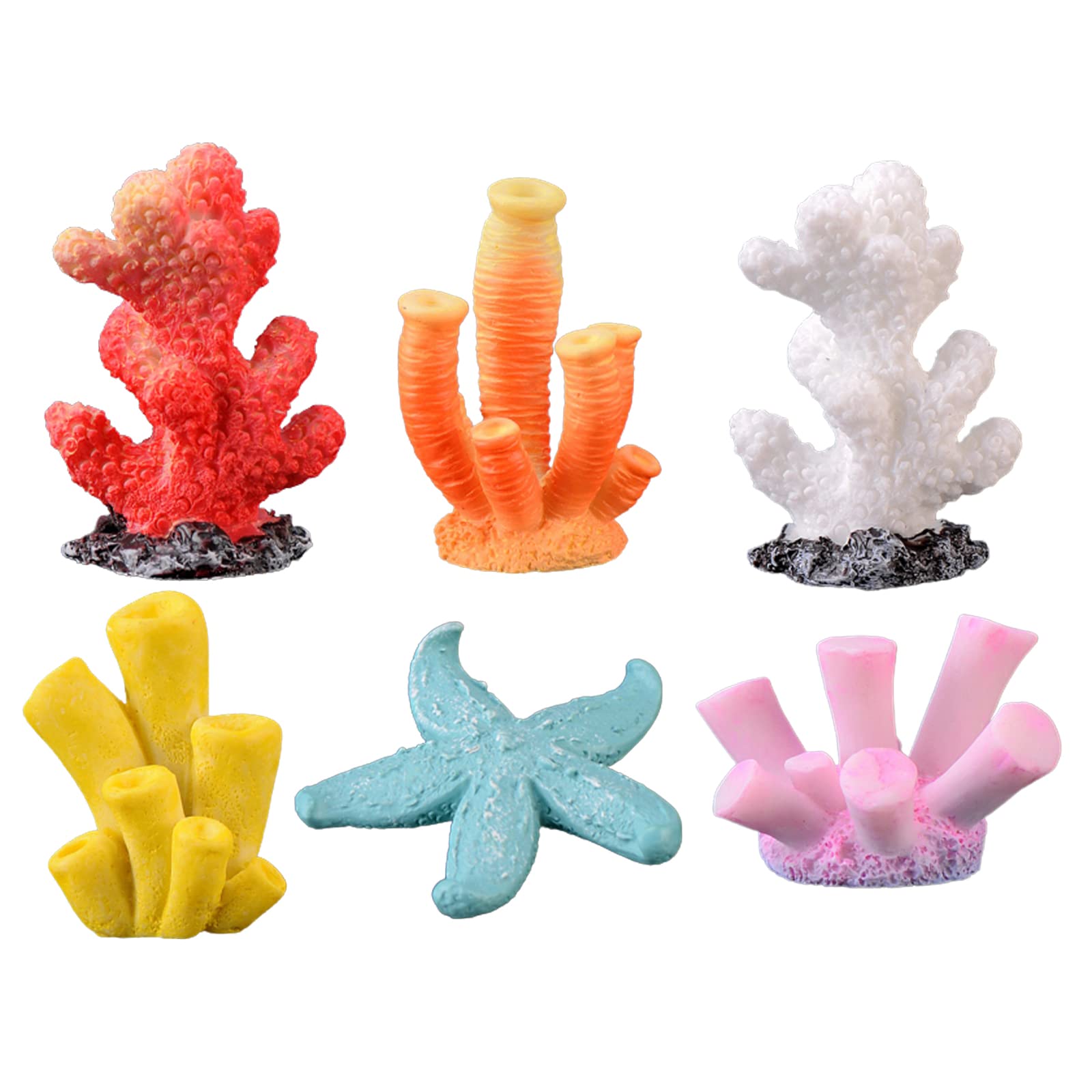 Decoración de acuario de coral artificial, 6 piezas de adornos de coral de resina para pecera, plantas de acuario realistas para decoración de paisaje submarino