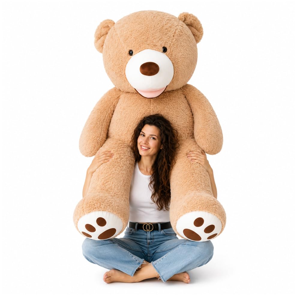 MKS XXL Teddybär 160 cm – weiches XXL Kuscheltier mit waschbarem Bezug & Reißverschluss, großer riesen teddybär aus Polyesterplüsch, Groß als Geschenk & Deko für Zuhause