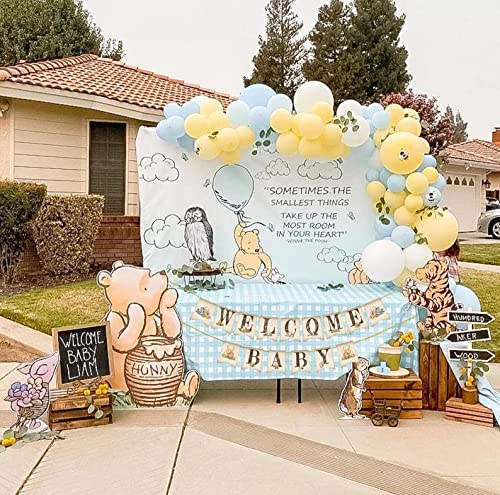 Classic Winnie Banner Welcome Baby Bunting Boys Girls First Birthday Banner Cute Pooh Baby Shower Decorations 1 St Birthday Party Favors Supplies #TOP3
