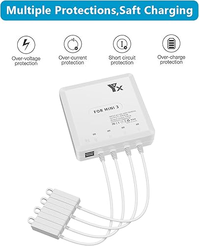 Miniatura 5 de Hanatora Cargador de batería rápido para DJI Mini 4 Pro, Mini 3 Pro Drone - Accesorios de concentrador de carga multiparalelo rápido 6 en 1