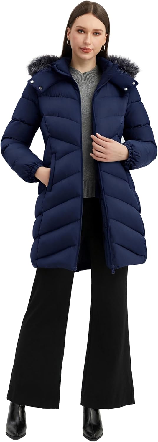 Wantdo Women's Long Puffer Coat Lightweight Warm Jacket with Hood - Image 4