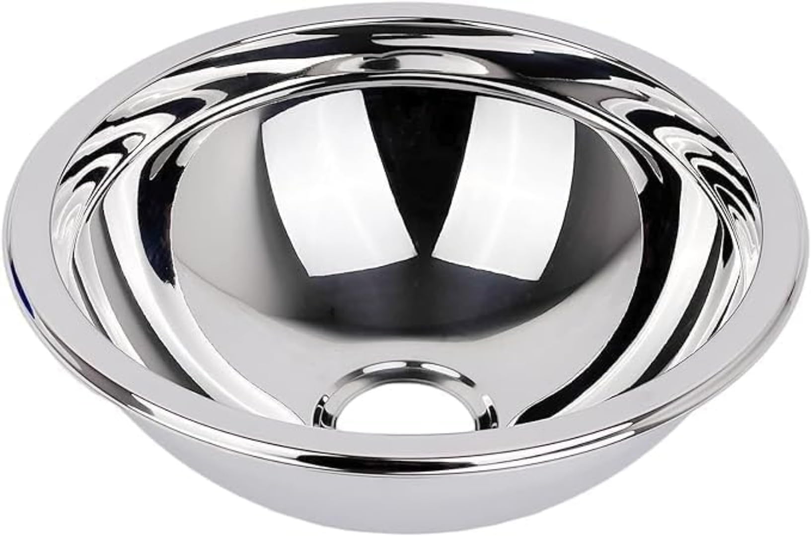 Lavello rotondo in acciaio inox per roulotte, 260 mm, profondità 130 mm