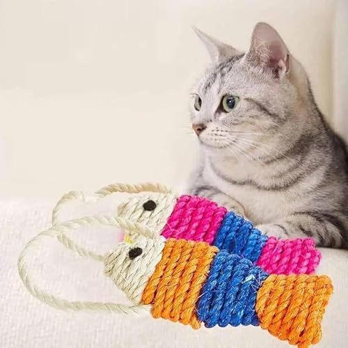 Brinquedo Para Gato Arranhador Bola Com Sisal Chocalho Pet (Peixinho Sisal)