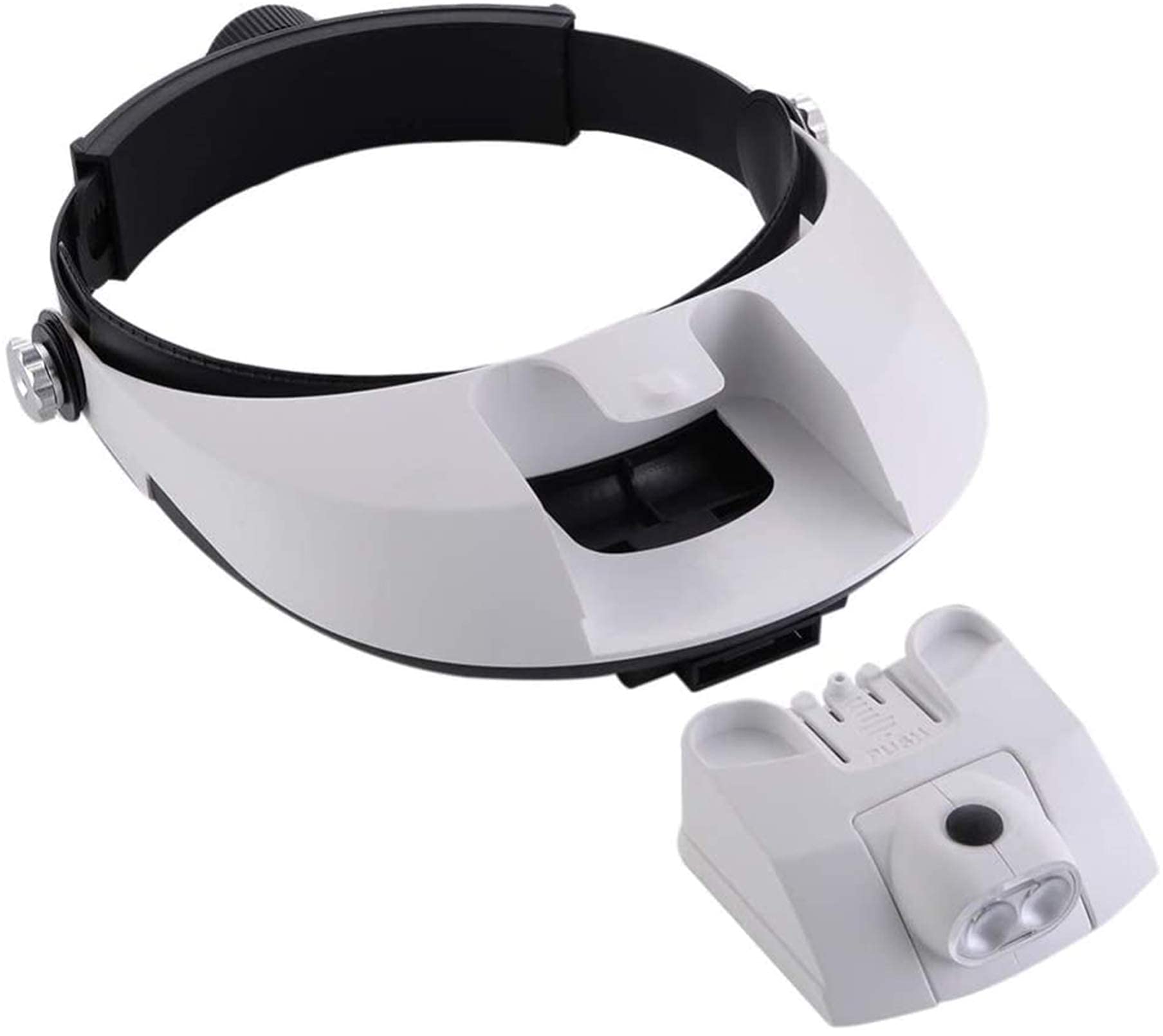 Stirnbandlupe, Digitale Handlupe, am Kopf montierte Lupe, abnehmbare Lupe mit LED-Beleuchtung und Stirnband und 5 austauschbaren Linsenlupen zum Wandern