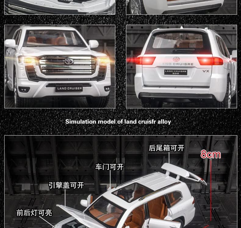 Image of LONGMIRE Metal Pull Back Diecast Car Pull Back Model with Sound Light Boys Gifts Toys for Kids Pack of 1, Multicolor (Land Cruiser)