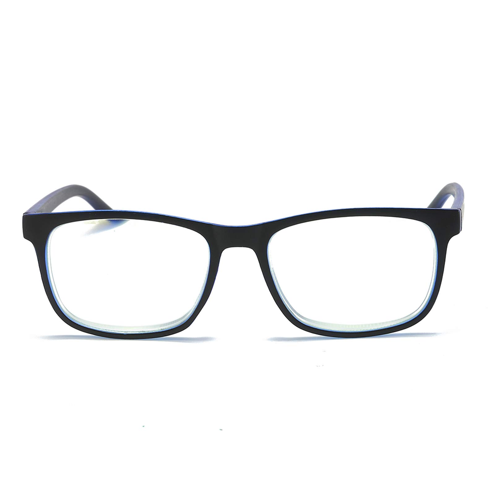 MMOWW Gafas de lectura anti-Blu-ray, gafas cuadradas de moda para ordenador para hombres y mujeres con bisagra de resorte antifatiga(azul,+1.5)