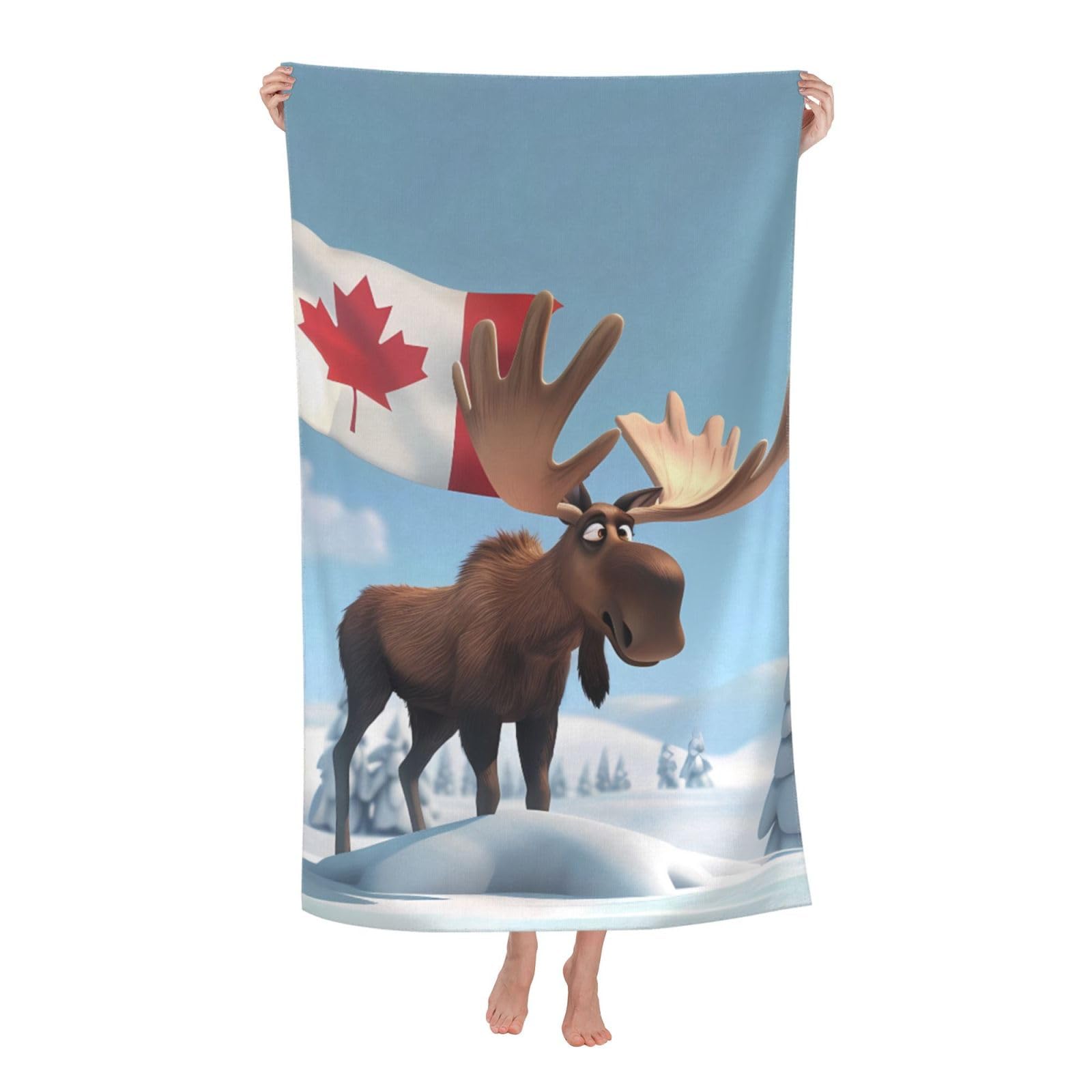 LSRCPD Beach Towel Canadian Canada Flag Funny Moose Microfiber Beach Towels Blanket Oversized Tropical Big Extra Large XL Pool Towels Quick Dry Sandproof for Women Girls Kids