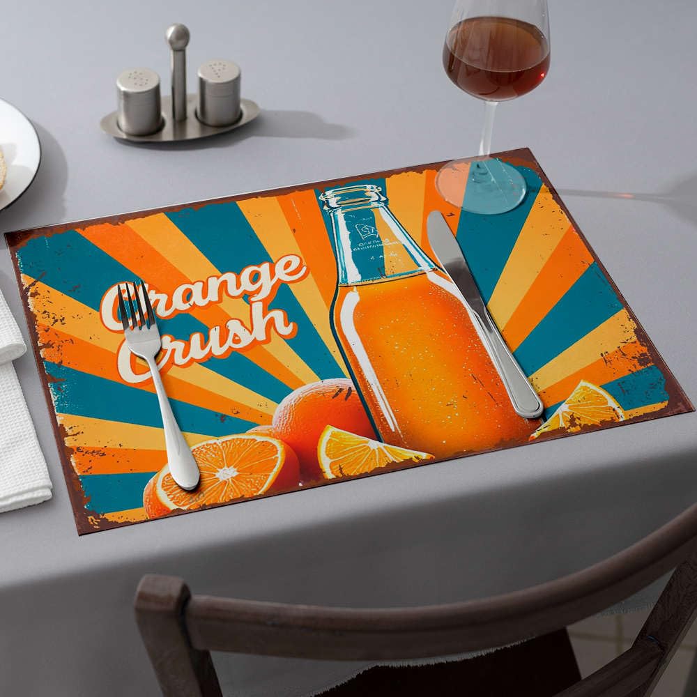 Lot de 6 napperons lavables bouteille de soda orange déco de table cuisine