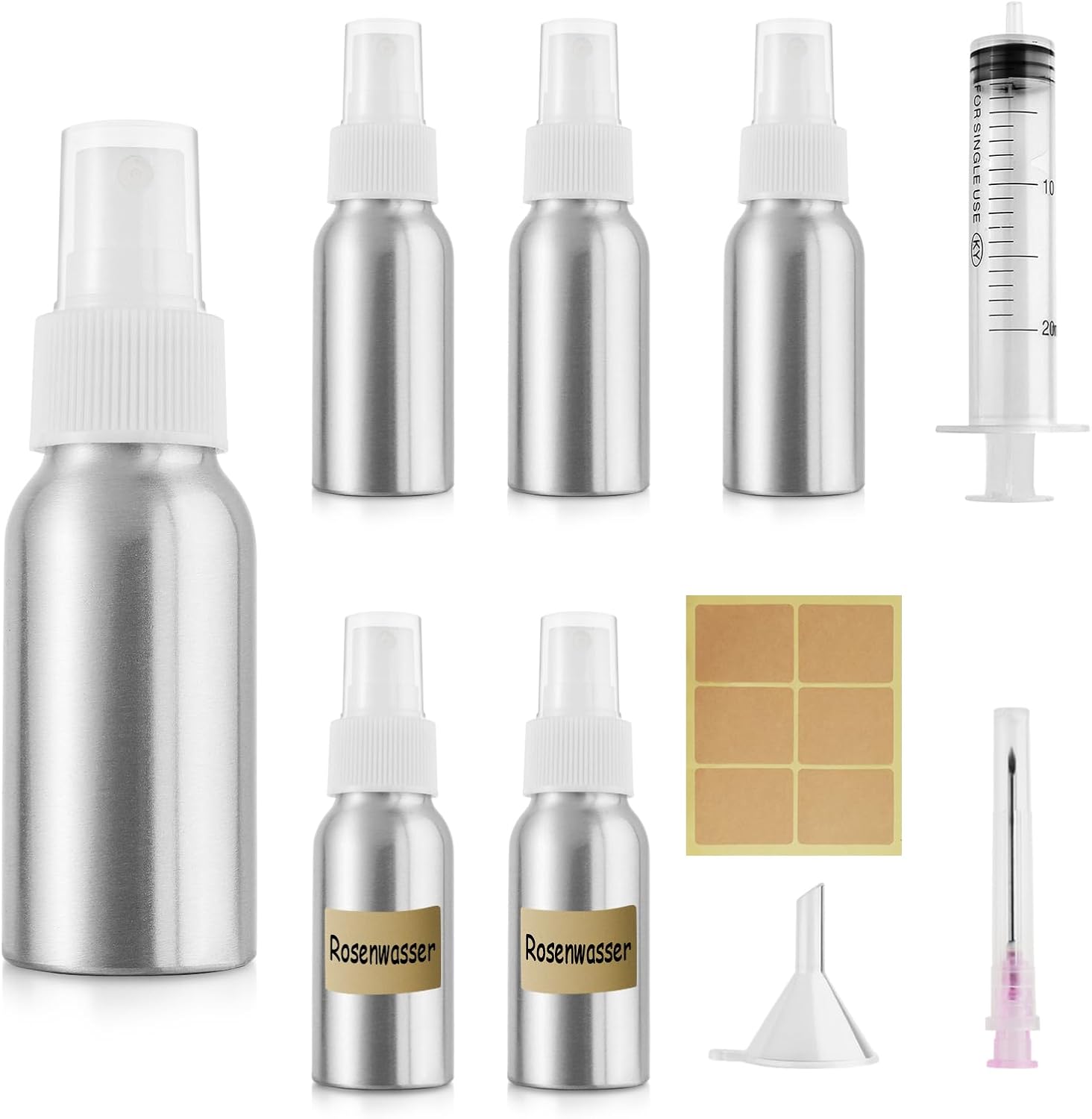 Furuising 5 Pieces Aluminium Vacuum Spray Bottle, 30 ml Fine Spray Bottle, Small Refillable Spray Bottle, Portable Spray Bottle with 20 ml Syringe, Funnel for Essential Oils, Cosmetic Liquids Furuising 5 Pieces Aluminium Vacuum Spray Bottle, 30 ml Fine Spray Bottle, Small Refillable Spray Bottle, Portable Spray Bottle with 20 ml Syringe, Funnel for Essential Oils, Cosmetic Liquids