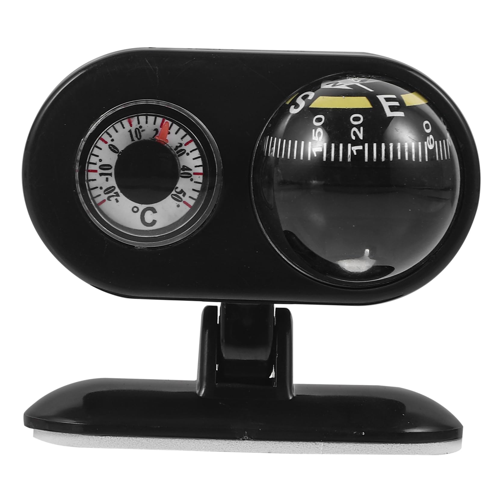BESPORTBLE Dash Mount Car Compass Ball Shape Vehicle Dashboard Compass Thermometer Self-Adhesive Navigation Direction Tool for Auto