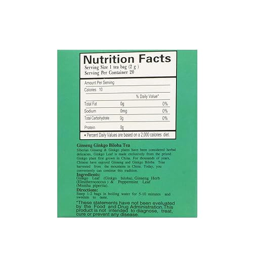 Vista 9 de Royal King Té de ginseng ginkgo biloba (20 bolsas)