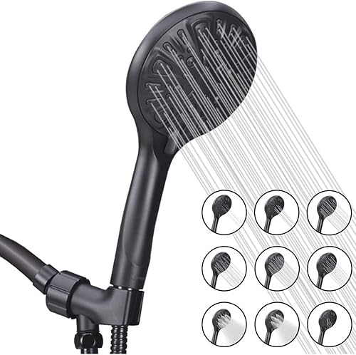 EILIKS Cabezal de ducha filtrado con cabezal de ducha de mano de alta presión, 9 modos de pulverización, filtra cuentas para agua dura, elimina el