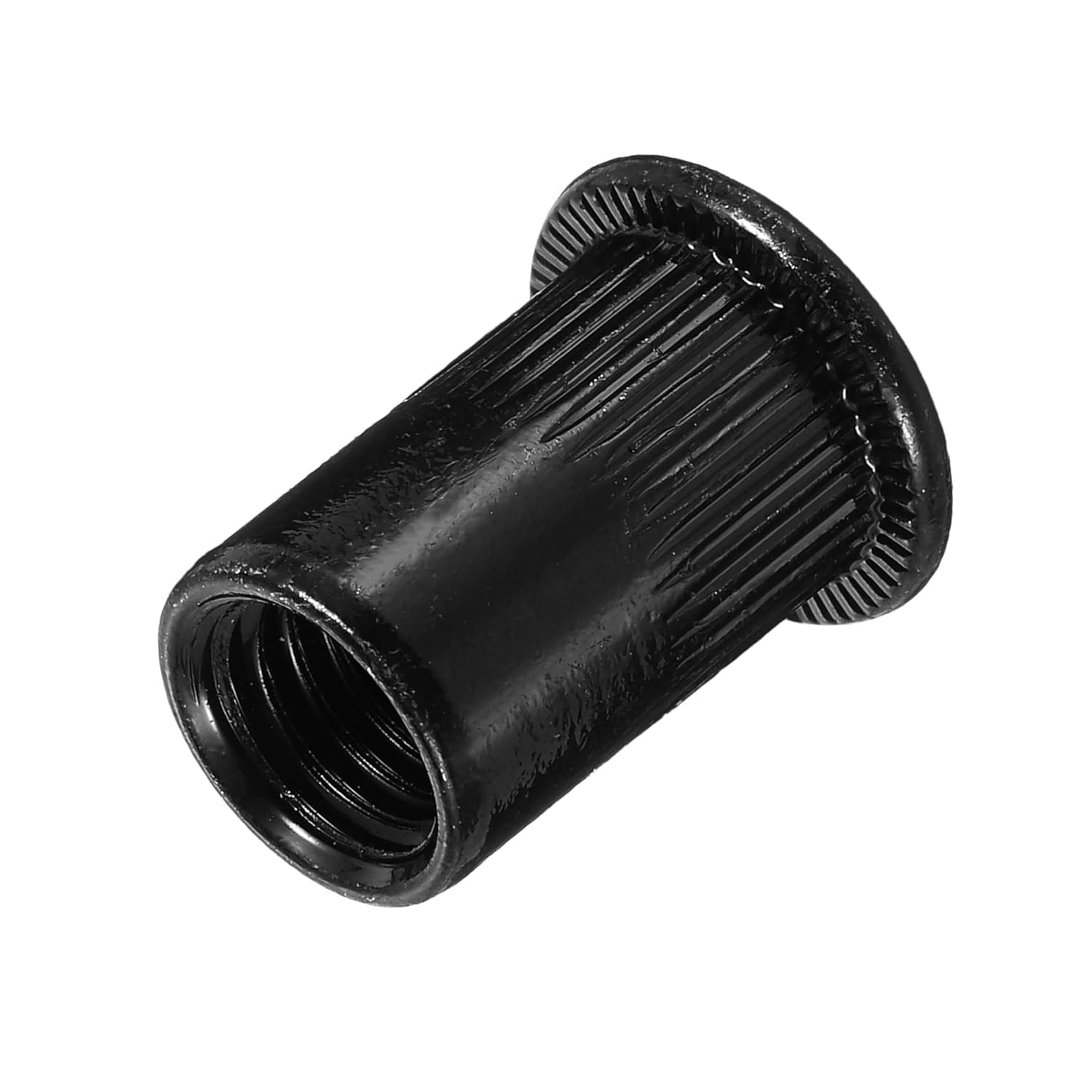 uxcell M10 Rivet Nuts Carbon Steel Knurled Flat Head Threaded Insert Nut Black 60Pcs