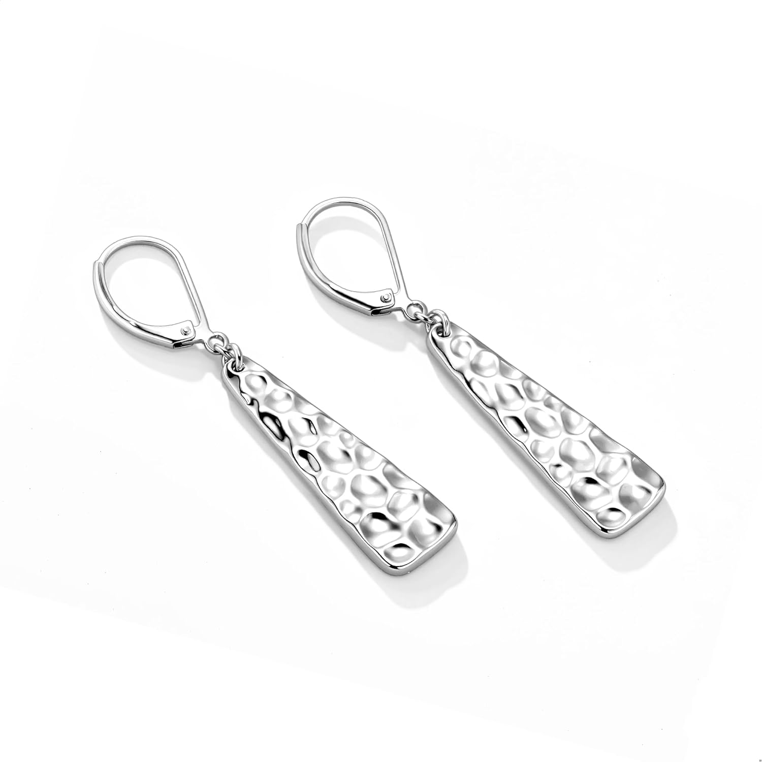 ALEXCRAFT 925 Sterling Silver Dangle Earrings for Women, 14K Gold Plated French Leverback Earrings, Hypoallergenic Lightweight Statement Hammer Square Bar Long Drop Earing for Women Trendy Jewelry - Image 7