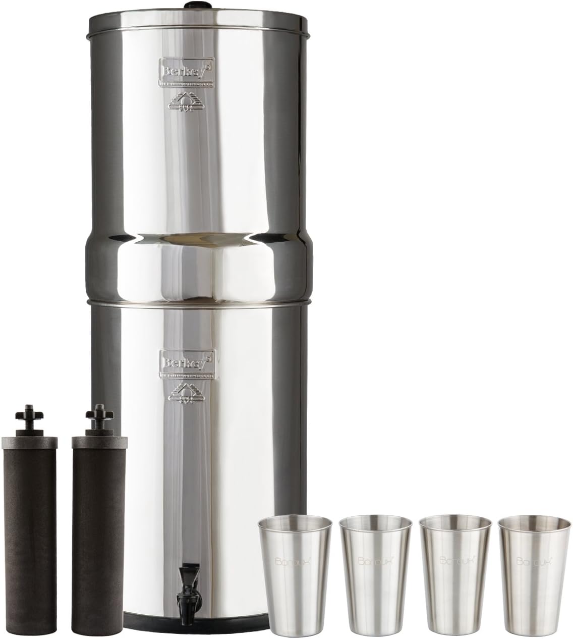 Amazon Berkey ウォーターフィルターシステム 2 ブラック 精製フィルター (16 ガロン) バンドル 1セット 4 個入り