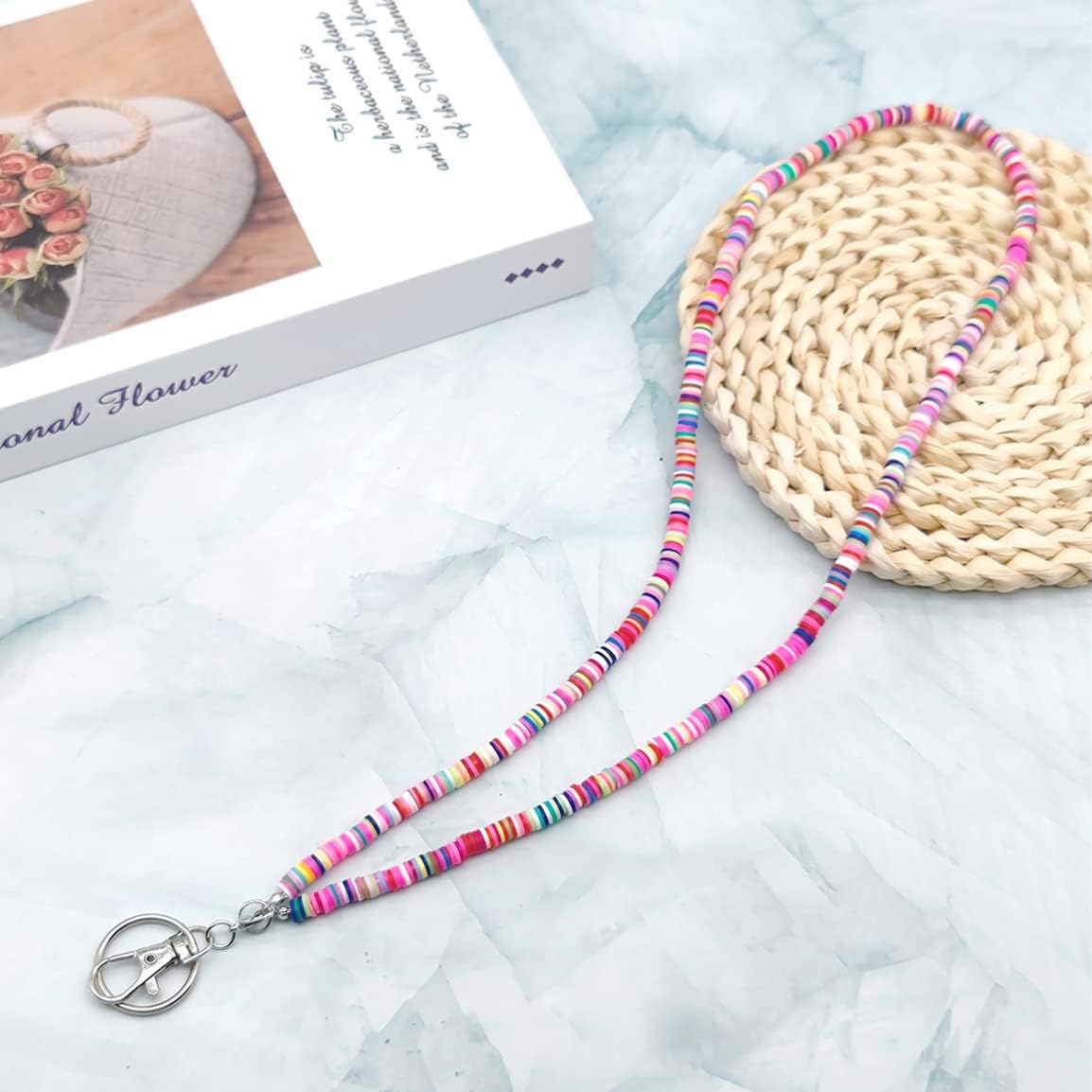 Beaded Teacher Lanyard Boho Cute Rainbow Lanyard Neck Keychain Lanyards for Cruise Ship Cards Id Badges and Keys image 3