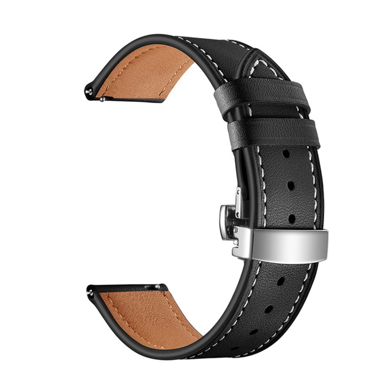 Run Ken Bracelet en cuir à dégagement rapide de 22 mm Compatible avec les accessoires de montre connectée Garmin Vivoactive 4S/Move 3S/Active S/Rey (Brown,For Garmin Move 3S)